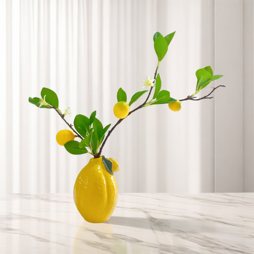 Lemon Ceramic Vase Ornament Nordic Ins Feng Shui Plant Pot Flower Vase Home Fresh Desktop Decor Craft