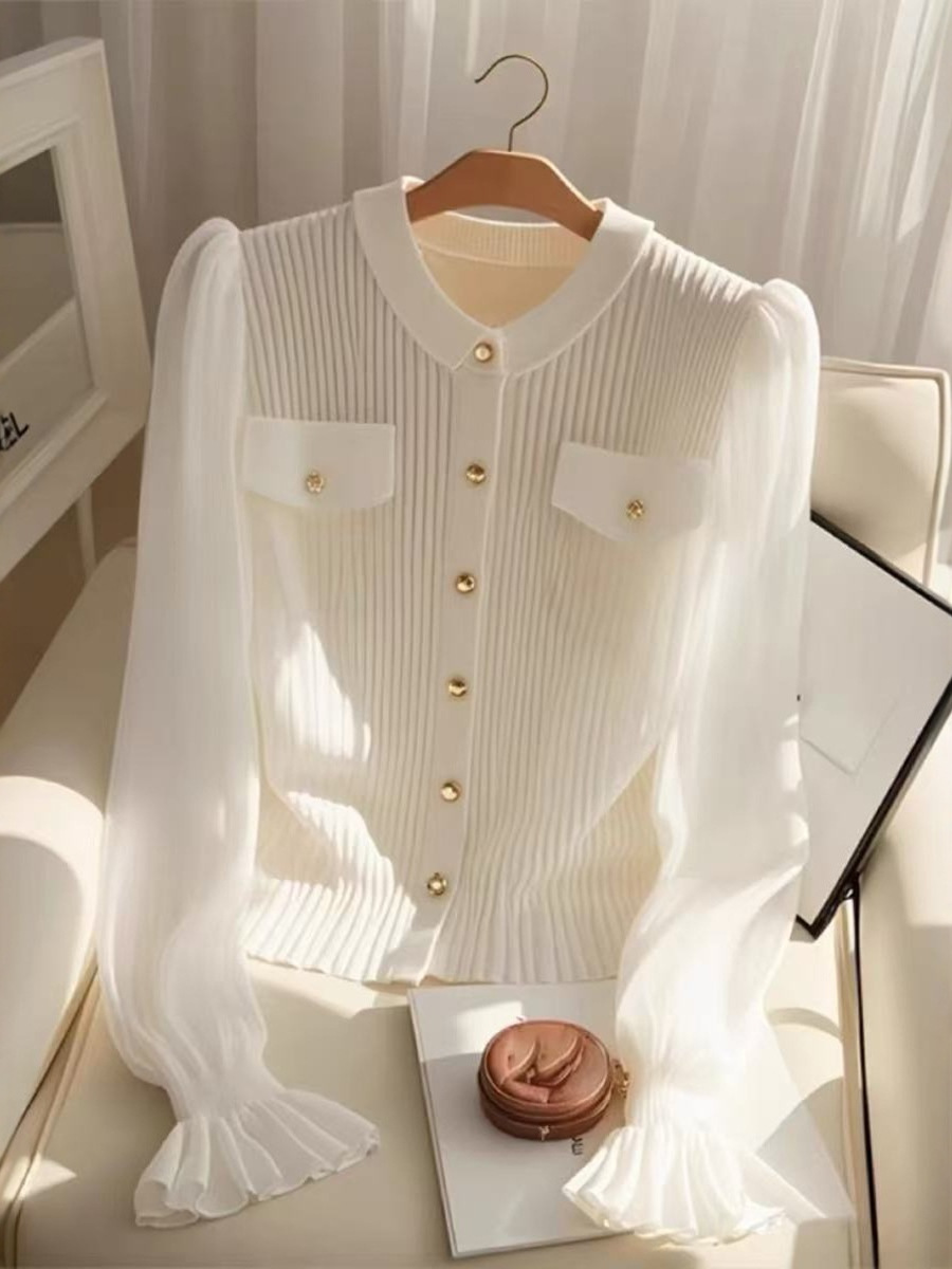 Áo len cardigan nữ dáng dài tay dài, kiểu Hàn Quốc, thiết kế đơn giản, màu trắng — trắng