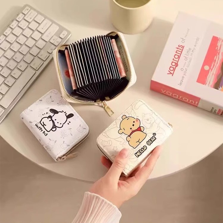 Cartoon multi tarjeta de gran capacidad mini cartera encantadora tarjeta de visita tarjeta de identificación tarjeta de licencia de conducir cubierta para mujeres