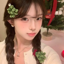 纯手工扭扭棒圣诞树发夹氛围感头饰女发卡刘海夹发饰品圣诞节装饰