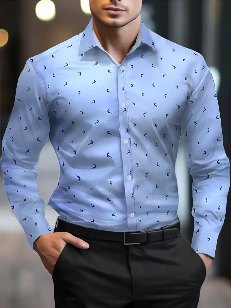 2024 Comercio exterior de Amazon Moda transfronteriza Casual Camisa de manga larga de hombre geométrico a rayas de todo fósforo MB12