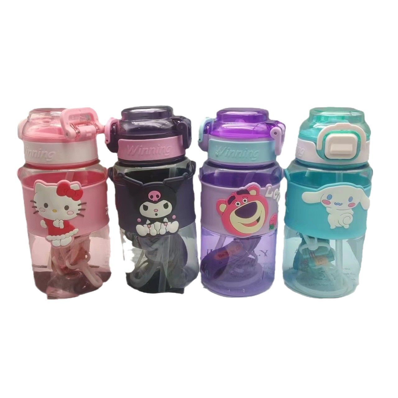 Taza de plástico de dibujos animados para niños - Linda, taza de doble bebida, taza portátil para niños y niñas, taza de pajita de alto valor image 5
