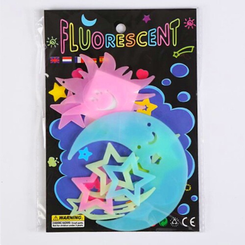 Colorful stars and moon luminous stickers Luminous wall decorations cross-border supply fluorescent window stickers universe starry sky refrigerator stickers