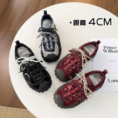 首谷巨好看厚底鞋女款2025新款超火爆款丑萌鞋增高户外运动休闲鞋