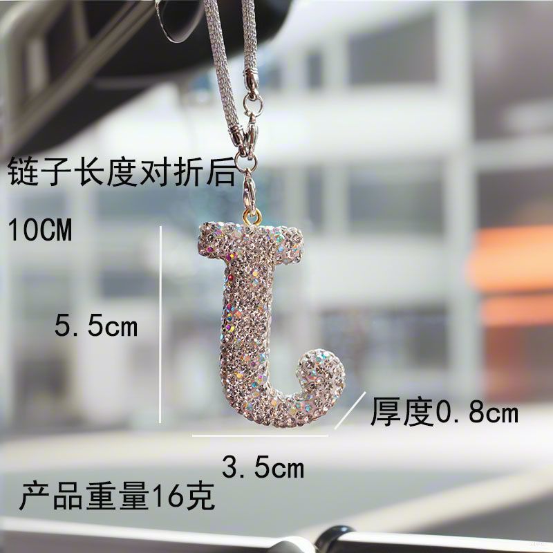 レターカーペンダント セラミック粘土 車のインテリアペンダント レディース ラインストーン 車のバックミラーペンダント ペンダント