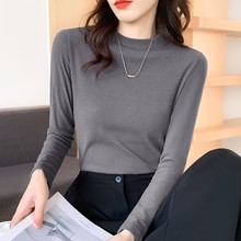 纯色德绒堆堆高领打底衫女内搭秋冬季加绒加厚长袖打底衣紧身t恤