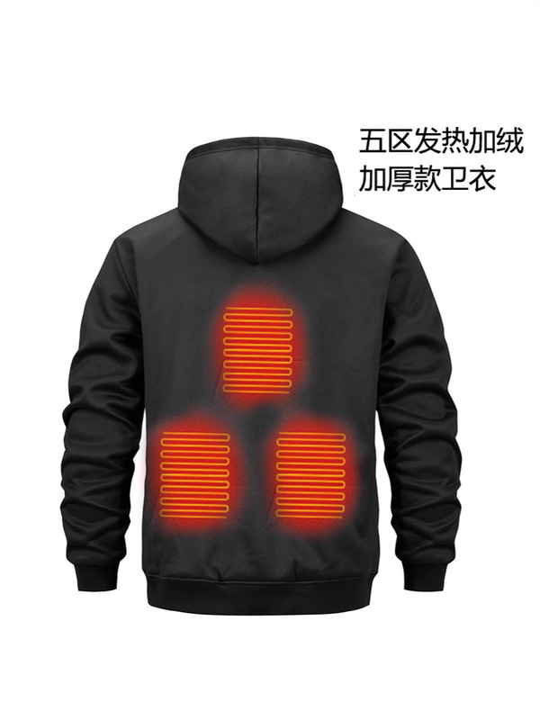 跨境热销发热服连帽卫衣智能大码发热服衣服加热连帽套头时尚新款|undefined