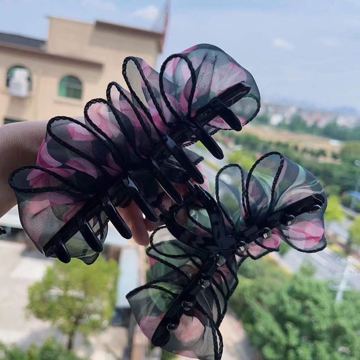 Korean Style Chiffon Organza Grab Clip Fashion Lace Hairpin Spring and Summer New Simple Hair Accessories