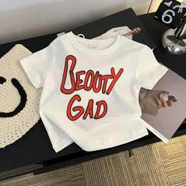 2025男女童夏季纯棉短袖T恤中大童时尚卡通印花儿童新款半袖上衣