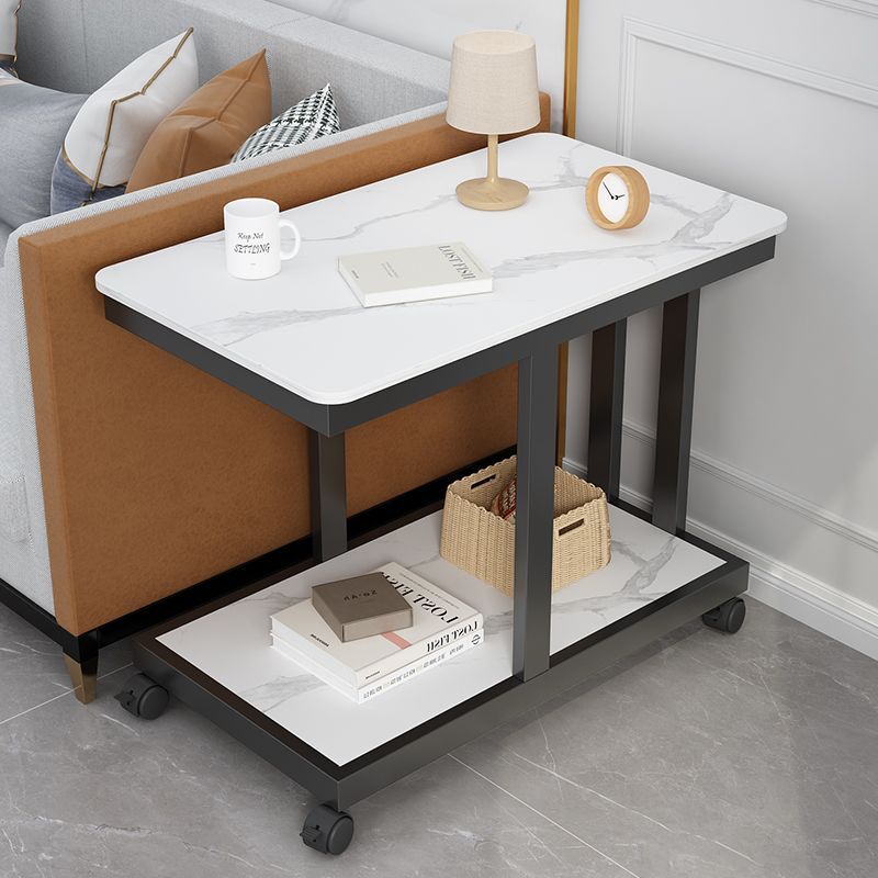 Mobile Coffee Table with Wheels, Sofa Side Cabinet, Side Tea Table, Mini Gap Wheel, Living Room Table, Light Luxury Storage Rack