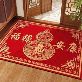 入户门地垫新中式福禄安康水晶绒地垫玄关除尘脚垫可裁剪一件代发