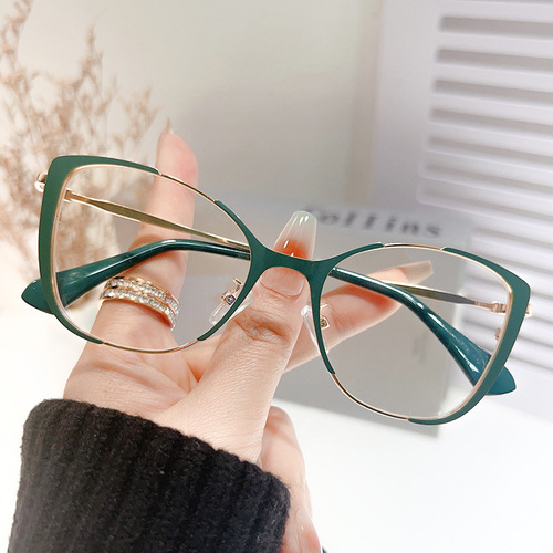 Cross-border fashionable anti-blue light color-changing glasses European and American trend versatile plain glasses frames for women myopia flat glasses wholesale