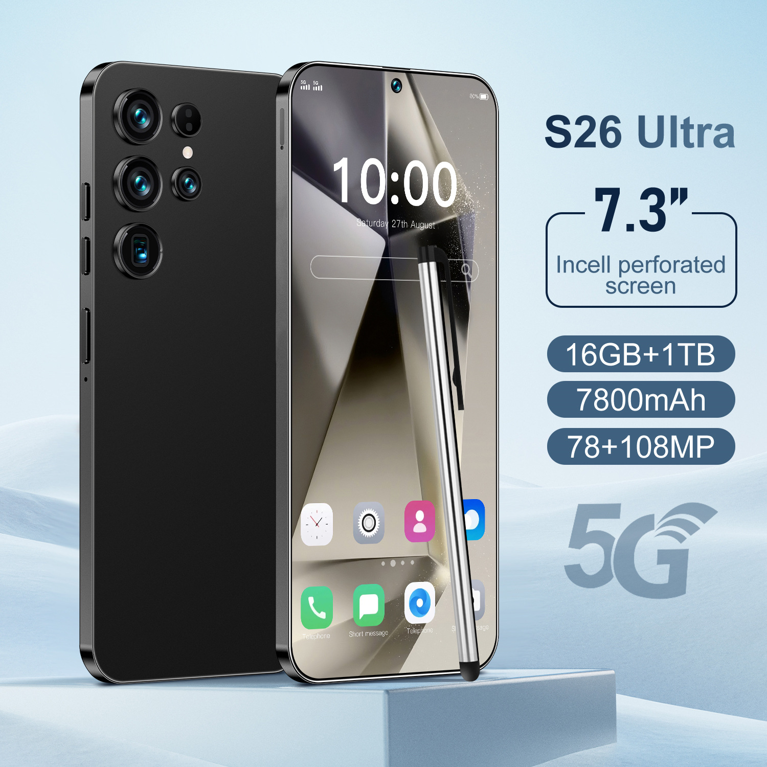 Aliexpress Hot Cross-Border S26 Ultra Smartphone 16+1t Android Smart 5g Mobile Phone Manufacturer Wholesale