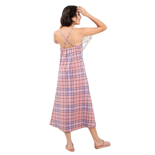 Cross-border Amazon European and American plaid nightgown dress summer backless suspender home pajama dress wish independent station