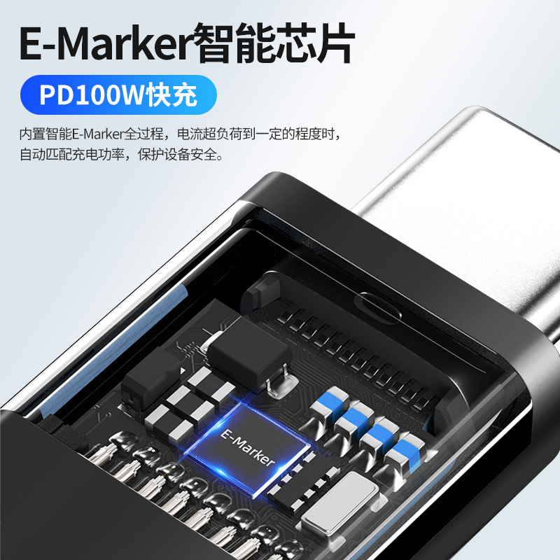 Línea de datos Raiden 4 100W carga rápida 40Gbps línea de alta velocidad tipo c de doble cabezal Línea de datos Raiden 2 metros en stock