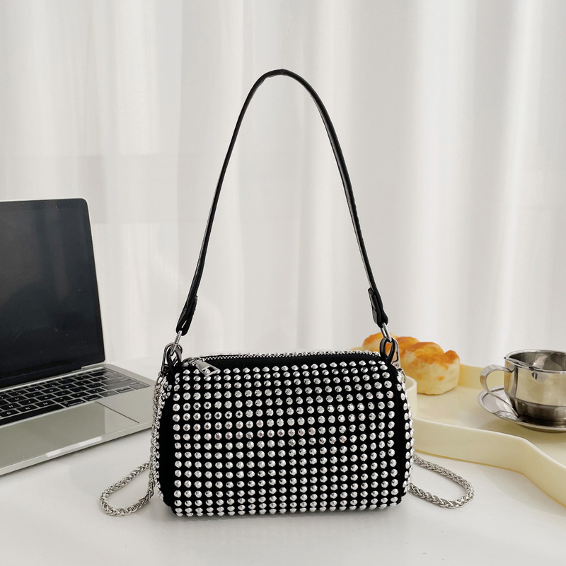 Rhinestone Bag Women's Bag 2022 Spring and Summer New Fashionable Distinctive Shoulder Crossbody Chain Bag Western Style Underarm Bag