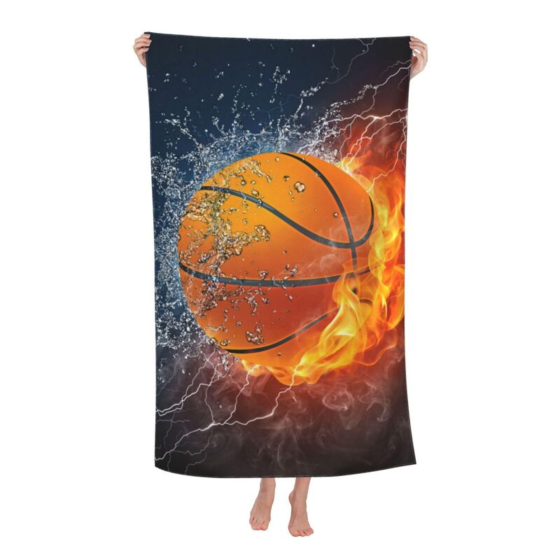 Basketball Ball Cool Beach Towel Large Soft Absorbent Microfiber Quick-drying Oversized Bath Towel Suitable for Bathroom Men