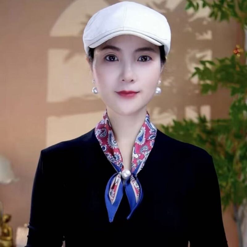 【冰丝缎珠珠蝴蝶结小丝巾】时尚百搭吸扣丝巾|undefined