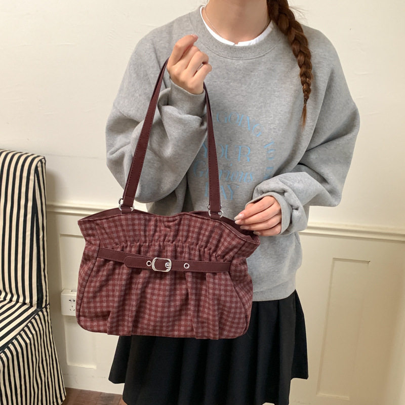 Túi tote nữ quai đeo vai dáng shopping cỡ lớn, chất liệu dạ, kiểu mới mùa đông — Màu cà phê Không có mặt dây chuyền, Màu xanh không có mặt dây chuyền, Màu đỏ không có mặt dây chuyền, Đen không có mặt dây chuyền chi tiết 20