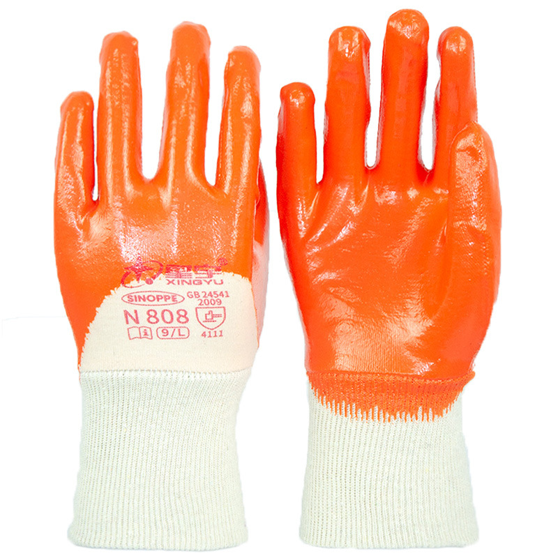 Xingyu N808 Dingqing pegamento impregnado LuoKou tejido cómodo algodón lana antideslizante resistente al desgaste guantes de trabajo duradero