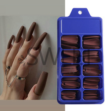 跨境熱款美甲甲片 磨砂彩色盒裝100片假指甲長型歐美適用指甲貼片