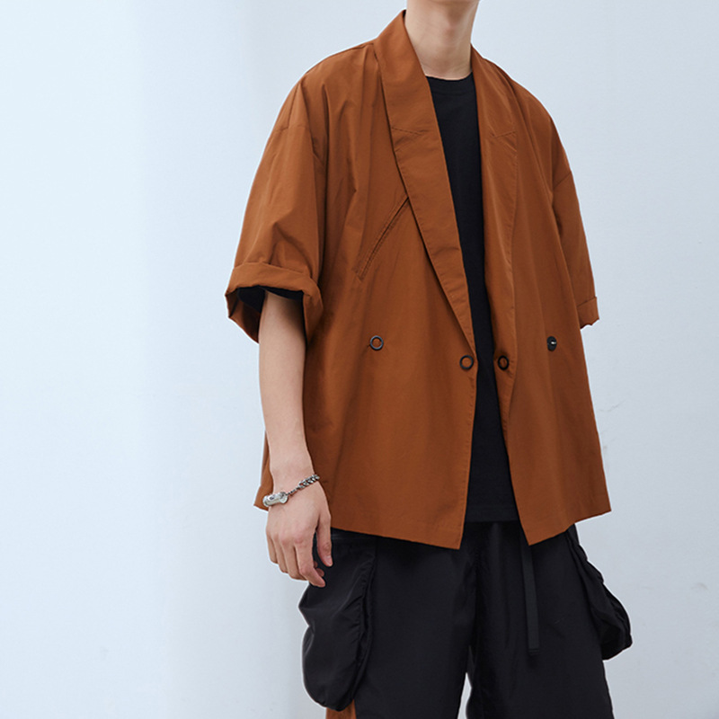 Spot Youthful Popular Spring & Fall Loose Jacket Pure Color Jacket Top for Men