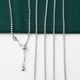 S925纯银电镀圆珠链子锁骨链项链 时尚简约肖邦链抽拉调节单链