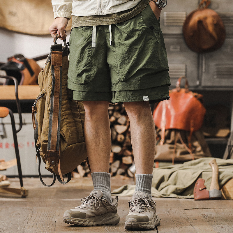 Outdoor Functional Waterproof Quick-drying Tooling Short Pants Men's Summer Cool-feeling Trendy Fake Two-piece Mountain Casual Pants