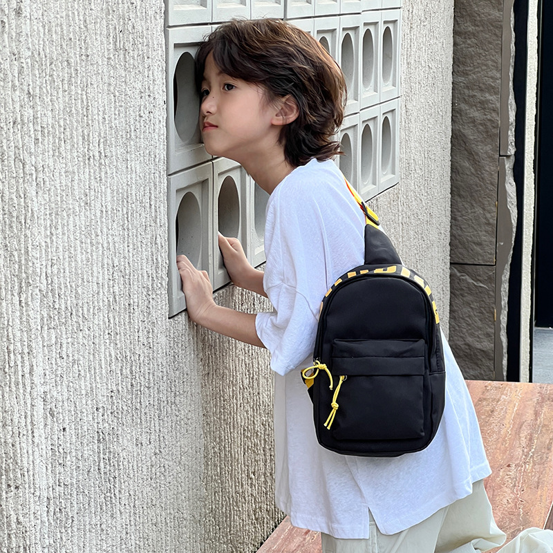Moda coreana para niños mochila de pecho simple ocio de color sólido para niños niñas viajar bebé mochila de hombro