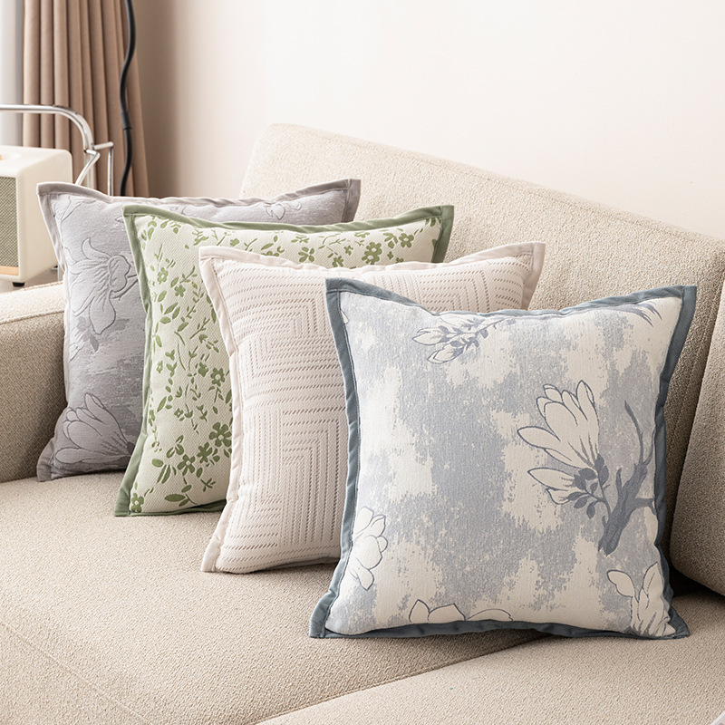 Chenille Sofa Pillow Case Blue Ins Style Modern Simple Living Room Pillow Bedside Cushion Bed Back Pillow