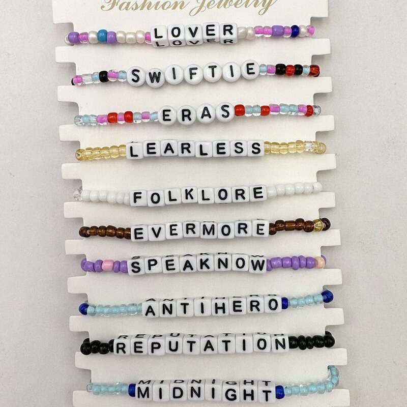 Cross-border New Taylor Swift Bracelet Rice Beads Elastic English Letters LOVE Friendship Beach Bracelet