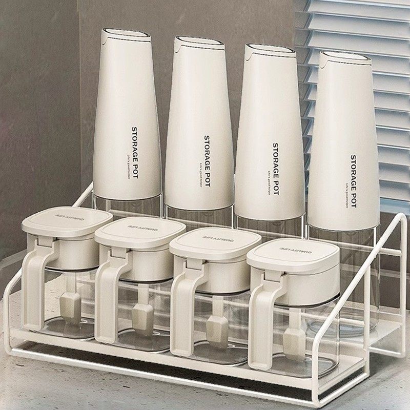 Kitchen seasoning storage rack oil pot seasoning jar combination set countertop double-layer seasoning rack seasoning storage rack