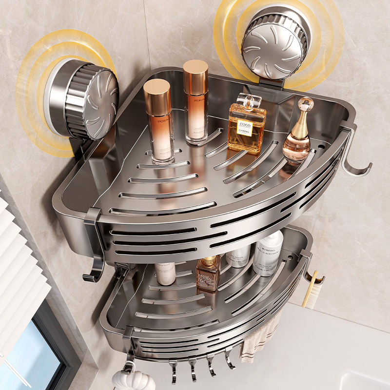 Bathroom Suction Cup Storage Rack Bathroom Punch-Free Bathroom Wall-Mounted Triangle Basket Washbasin Toilet Storage Shelf Bathroom Suction Cup Storage Rack Bathroom Punch-Free Bathroom Wall-Mounted Triangle Basket Washbasin Toilet Storage Shelf