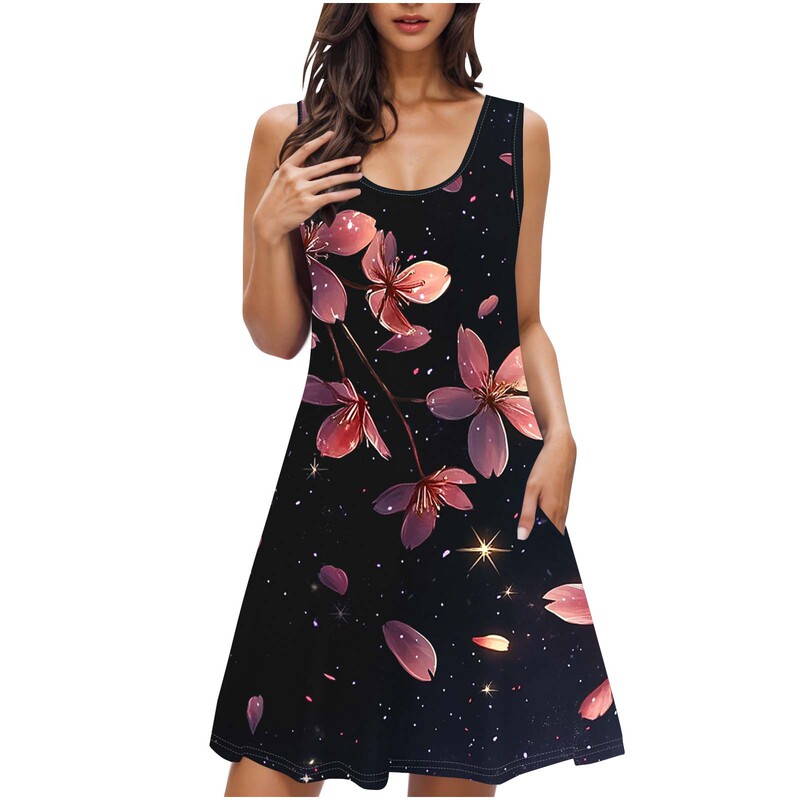 Cross-border Amazon Spring and Summer Explosions Pattern Printed Sleeveless Casual dress 2024 New Hawaiian Skirt for Women