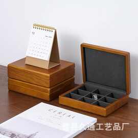 翻盖木质首饰包装盒实木收纳盒实木多格戒指饰品盒项链手链展示盒