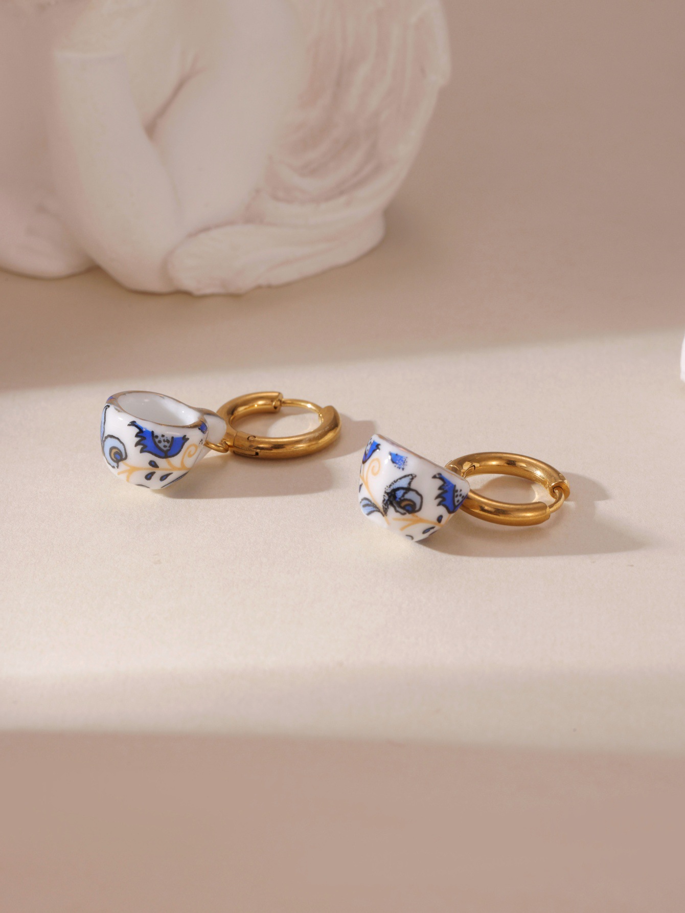 Holiday, Daily Occasion 1 Pair Chinoiserie Classic Style Kettle Plate Teacup 304 Stainless Steel Ceramics Drop Earrings