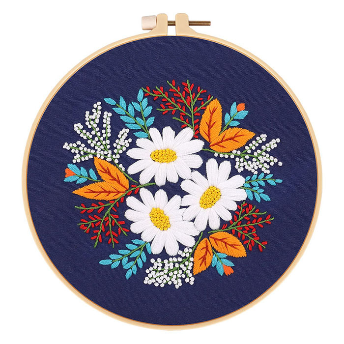 Paquete de material de bordado hecho a mano de bricolaje de estilo europeo auto-bordado girasol hierba planta flor serie image 8