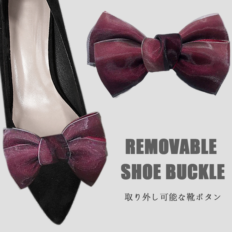 Extraíble zapato hebilla hecha a mano brillante hilo de seda con franela arco zapatos flor tacones altos zapatos accesorios zapatos Decoración
