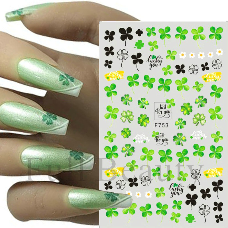 Cross-border Spring nail stickers clover flowers fresh ginkgo autumn leaf adhesive nail stickers nail