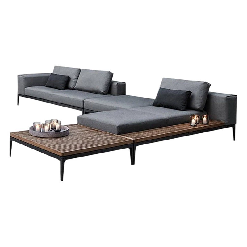 Уличный диванный гарнитур для отелей, вилл, гостевых домов, угловой, в скандинавском стиле, для внутреннего и наружного использования, для отдыха во дворе, оптом, водонепроницаемый