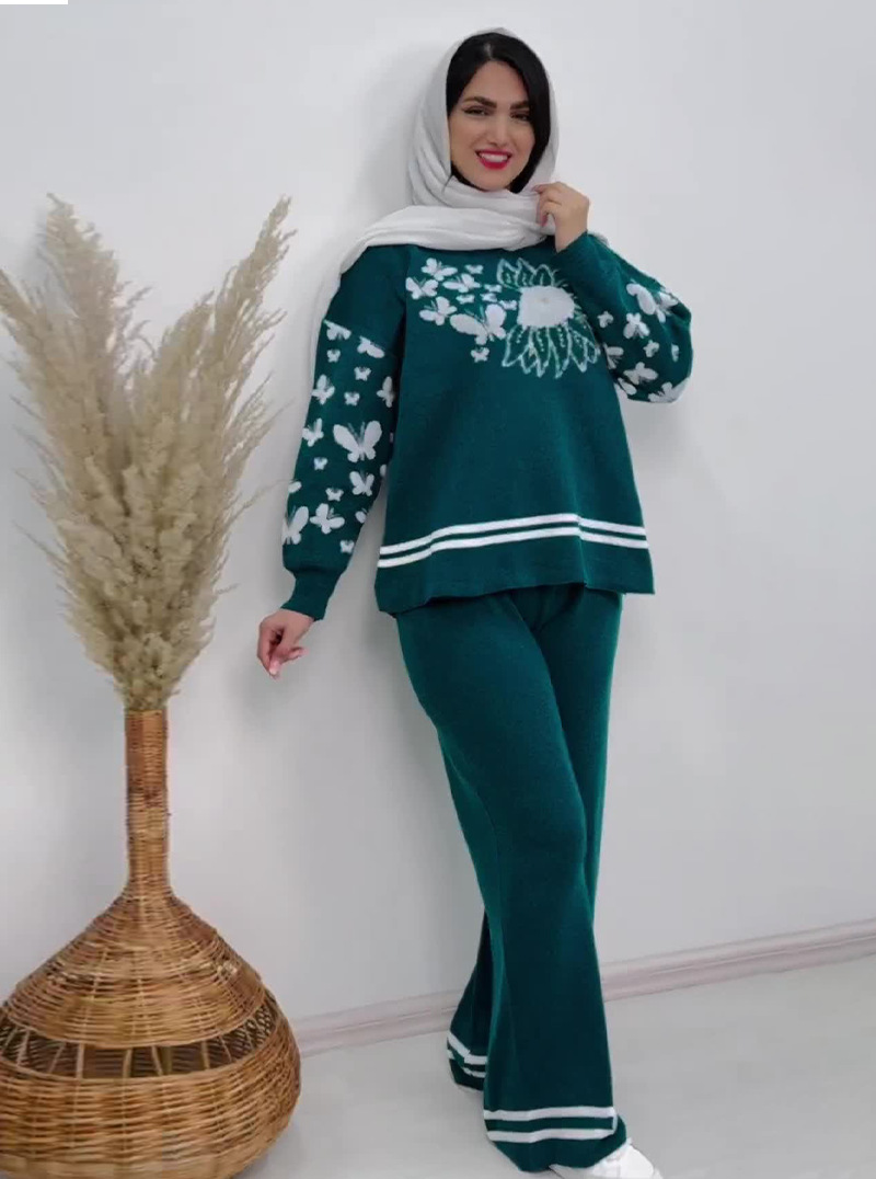 Women's Knitted Two Piece Suit Baseball Style Casual Set_voghion.com