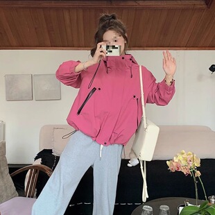 Jacket Women's Korean Casual 2024 Autum New Style Loose Short Hooded Jacket for Small People