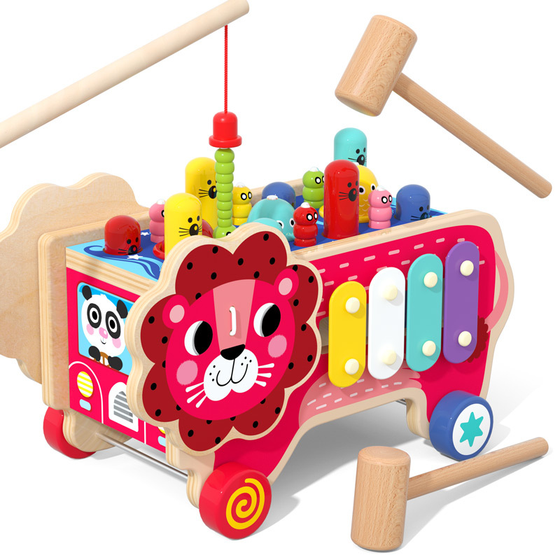 Hámster De León de madera grande para niños juguete multifuncional juguete de piano educativo coordinación mano-ojo