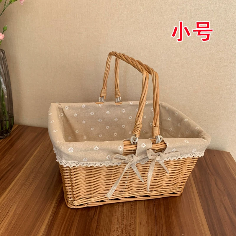 Корзина из ротанга для хранения цветов, корзина для покупок, корзина из ротанга, объёмная корзина зеленая для пикника