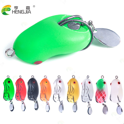 HENGJIA Hengjia Fishing Gear Luya Sequins Double Hook Thunder Frog Wholesale 6 Color Frog Bait 8g14G Soft Bait Egg Frog