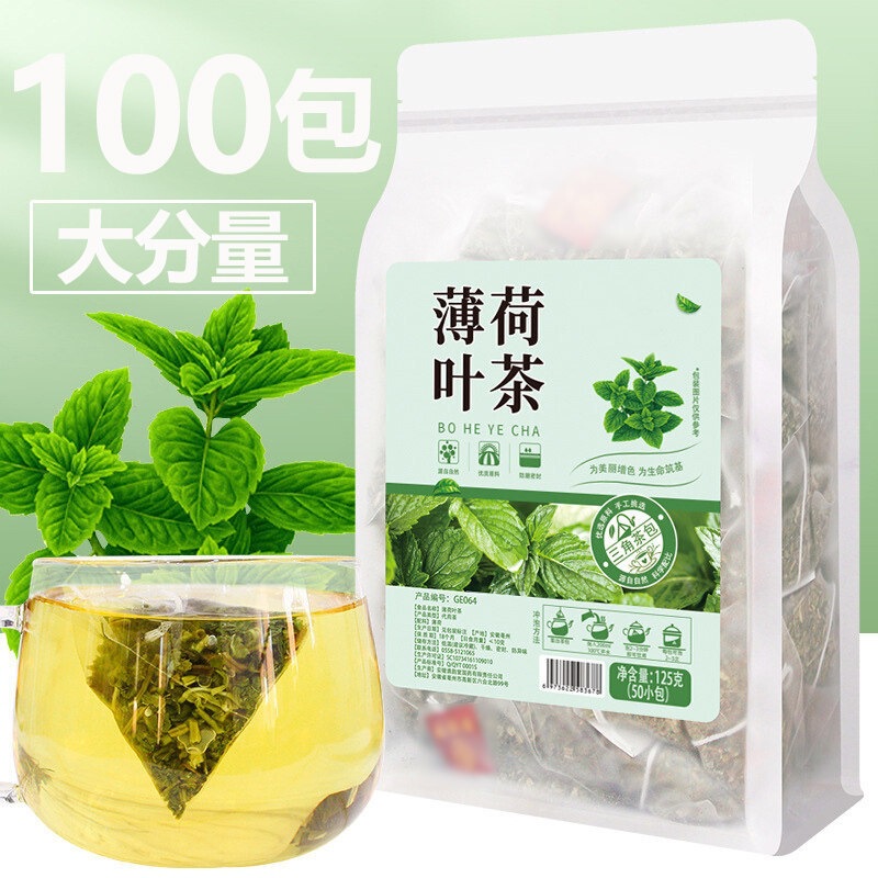 Mint Tea Leaves in Individual Triangle Bags, Dried Mint Leaves, Fresh Tea Bags for Brewing, Cooling Tea for Summer, Bar and Water Bar Cocktails
