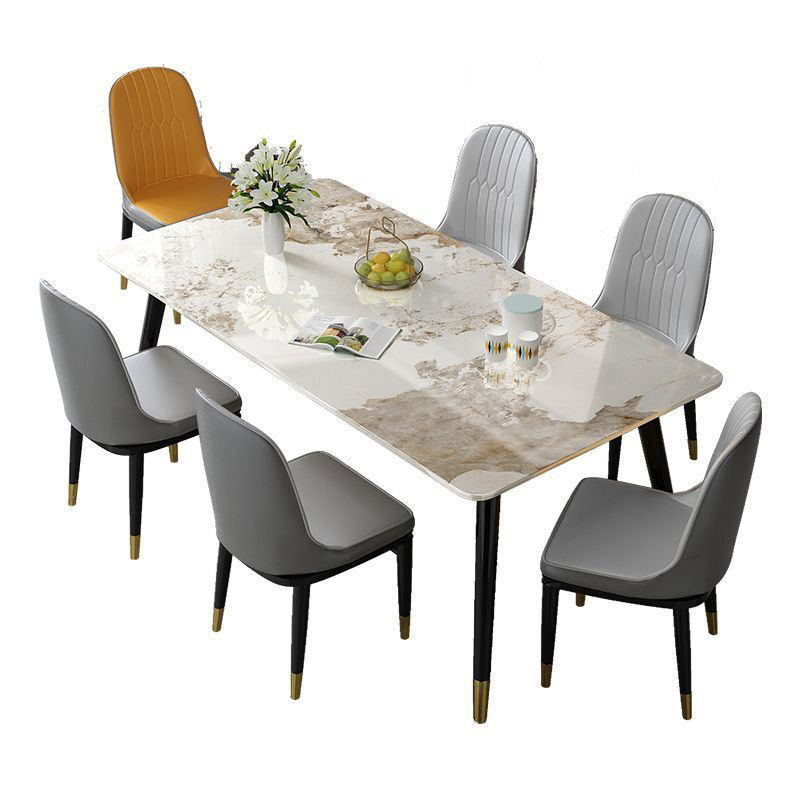 Los fabricantes de mesas de comedor de pizarra de roca modernas y simples suministran mesas de comedor rectangulares de apartamentos pequeños para el hogar, mesas de comedor de pizarra de roca al por mayor