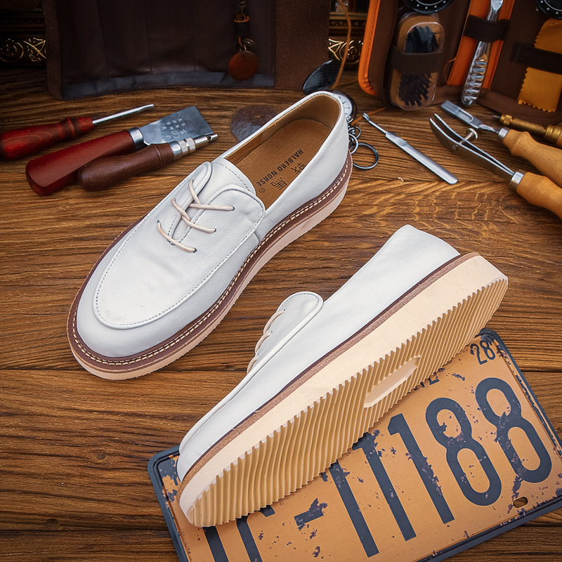 2026年新款皮鞋春季男鞋真皮高端韩版白色牛皮休闲一脚蹬潮流百搭