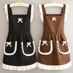 [Dropshipping] Cute Japanese apron maid outfit suspender belt kitchen restaurant work clothes printed with LOGO