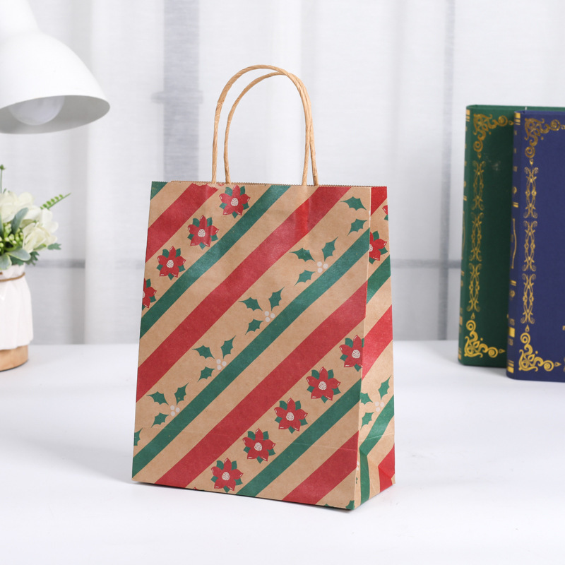 クロスボーダークリスマス手提げ袋クラフト紙袋包装クリスマスイブパーティープレゼントキャンディギフトバッグ印刷ロゴ|undefined